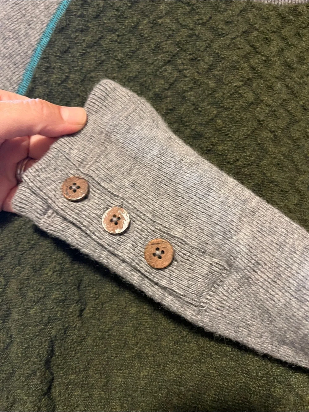 Prana Olive Green & Gray Women's Crewneck Sweater